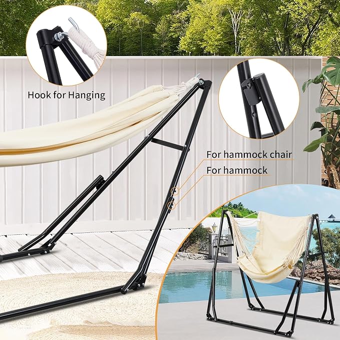Ainfox Hammock with Foldable Stand, 2 in 1 Hammock and Swinging Chair with - Image 5