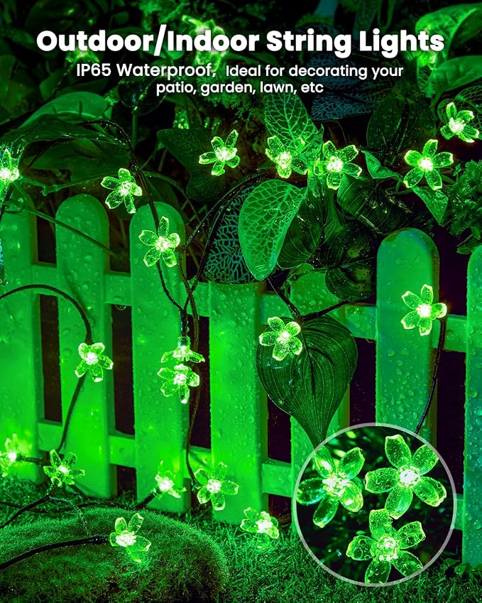 Brightown 60 LED Flower Solar Lights String Outdoor Waterproof Fairy Lights - Image 4
