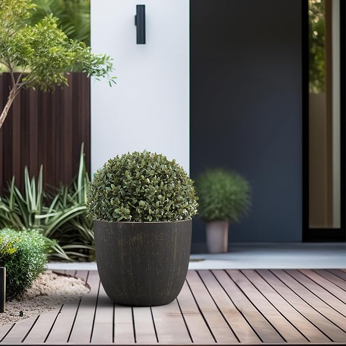 Kante 14 Inch Dia Round Concrete Planter, Indoor Outdoor Large Plant Pot - Image 3