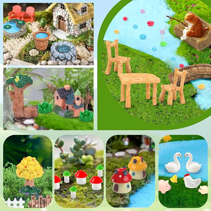 50 Pcs Fairy Garden Miniatures Accessories Bridge House Landscape Water Well - Image 5