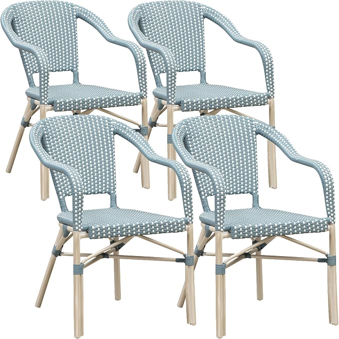 PURPLE LEAF Outdoor Dining Chair Set of 4 White Print Finish Patio Chairs by PURPLELEAF