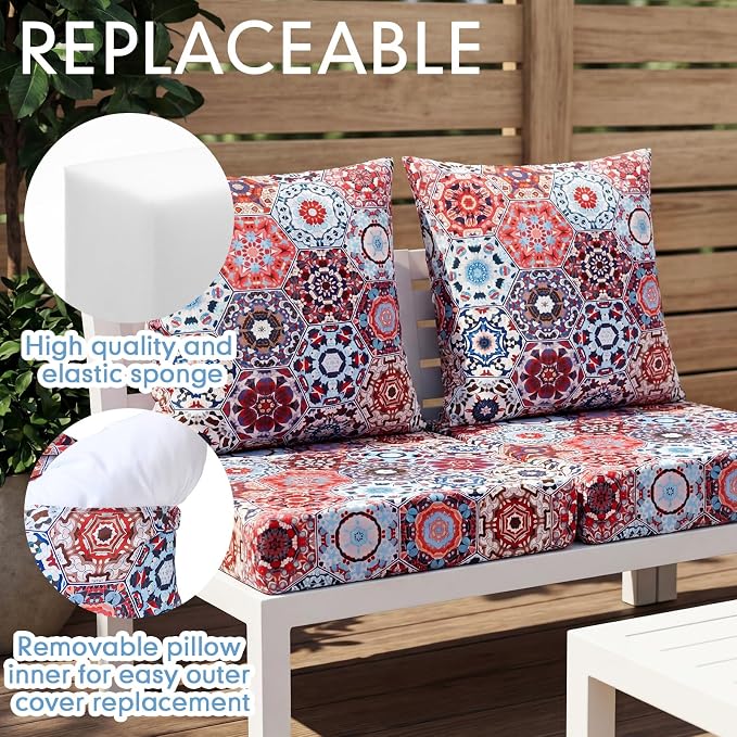 Hoteam 4 Set Outdoor Chair Patio Cushions 20 x 20 Inch Deep Seat Waterproof - Image 5