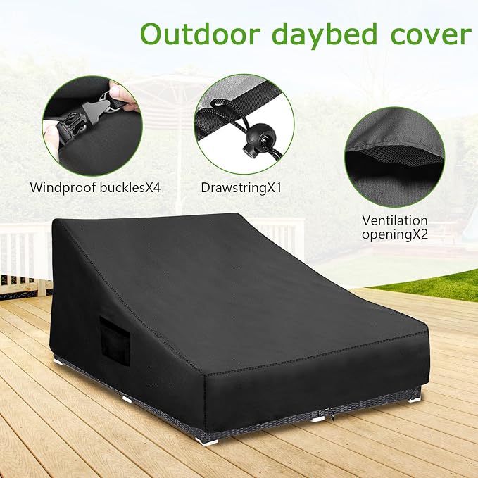 Outdoor Rattan Sunbed Cover, 600D tear resistant, UV resistant, rattan sofa - Image 5