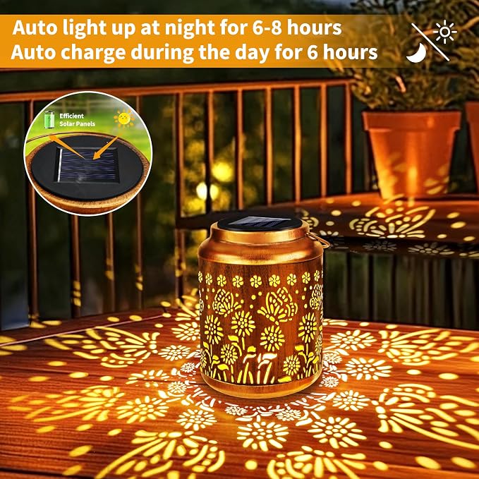 Brizled Butterfly Solar Lantern Lights 2 Pack, Warm White Christmas/Birthday - Image 2