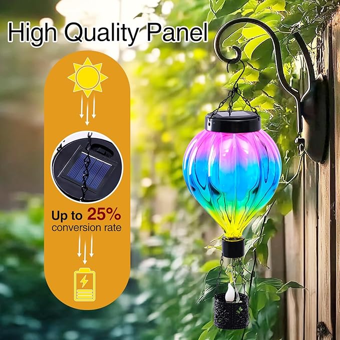 Hot Air Balloon Hanging Solar Lantern Outdoor Waterproof - Image 6