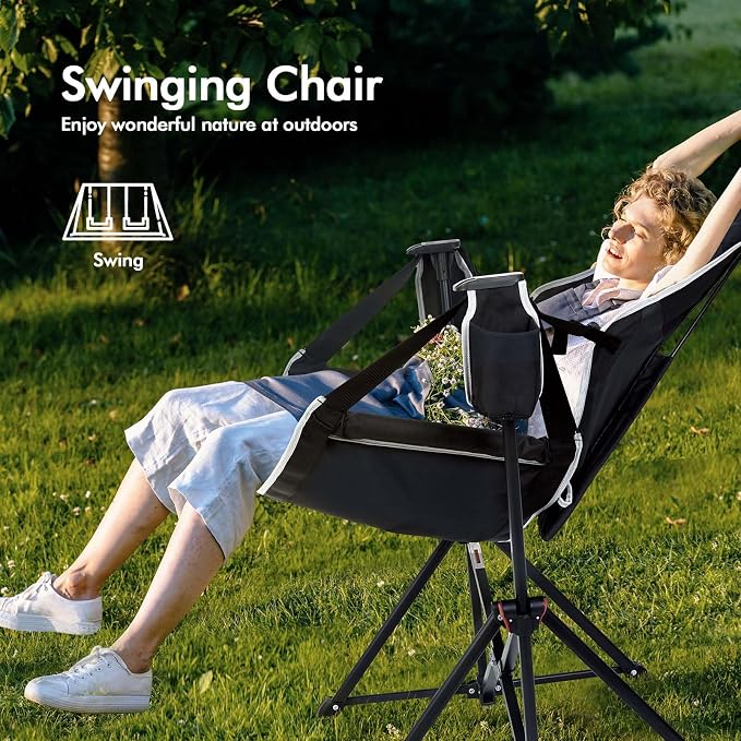 AKSOUL Hammock Camping Chair Swinging: Aluminum Alloy Adjustable Back Swinging - Image 2