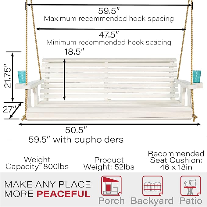 Amish Casual Heavy Duty 800 Lb Roll Back Treated Porch Swing - Image 6