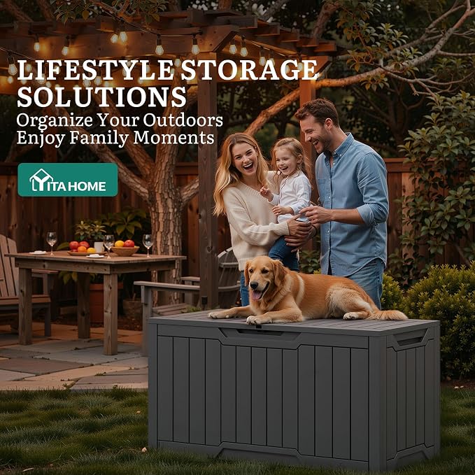 YITAHOME 100 Gallon Outdoor Storage Box, Large Water Resistant Resin Deck Box - Image 4