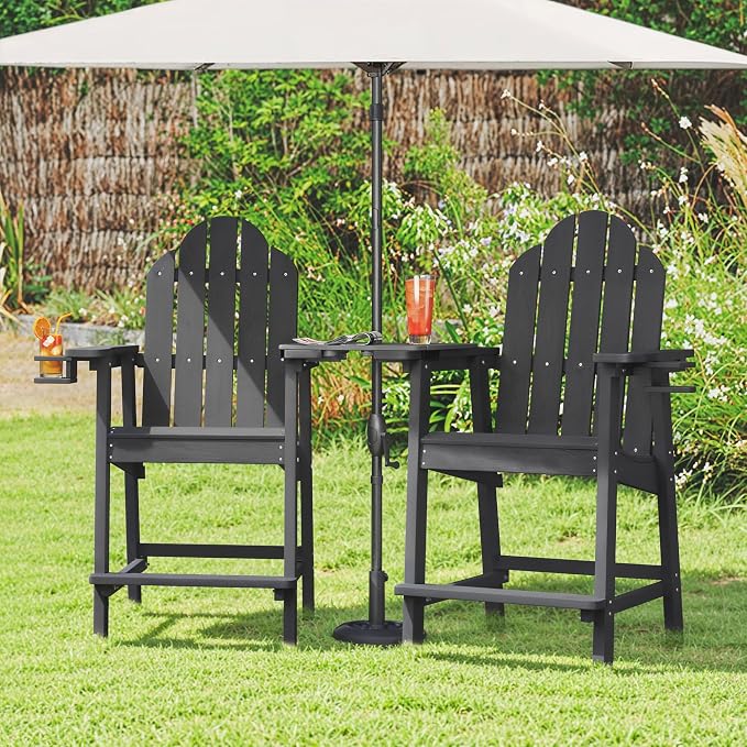 LUE BONA Tall Adirondack Chair Set of 4, All Weather HDPS Bar Height Chairs - Image 5