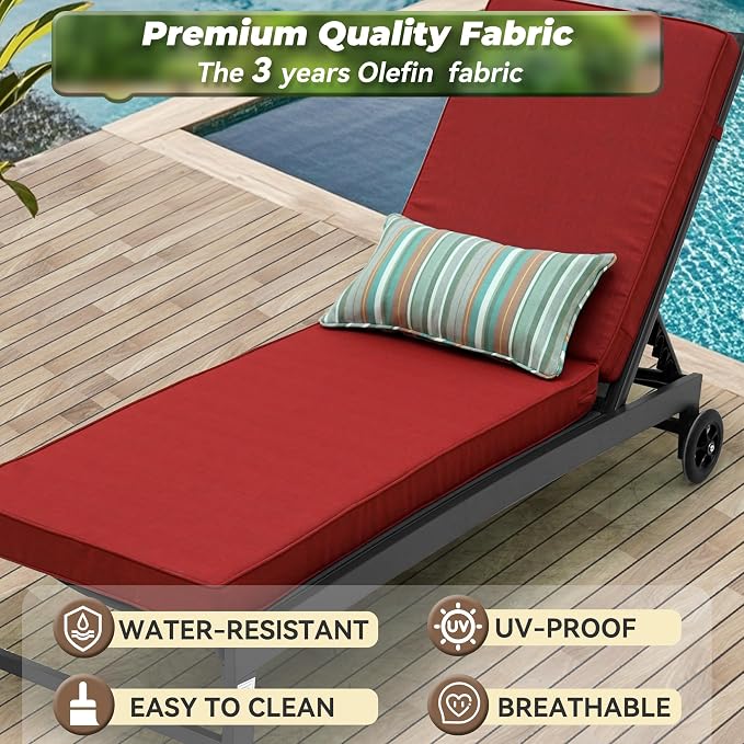 Outdoor Chaise Lounge Cushions, Olefin Lounge Cushion, Rainproof Color - Image 7