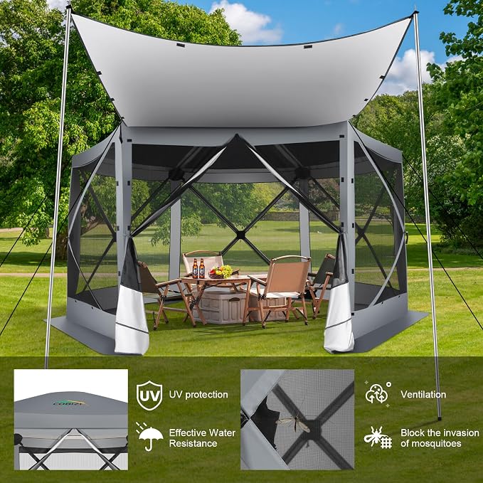 COBIZI 12x12 FT Pop Up Canopy Extendable Tent, Gazebos On Clearance, Screened - Image 2