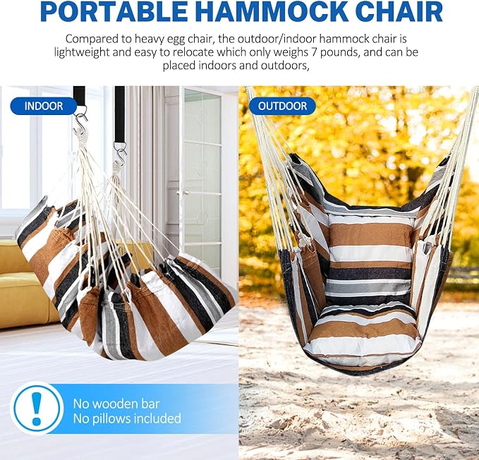 KPX Ourdoor Hanging Hammock Chair – Comfortable Tree Swing Chair Large Size - Image 3