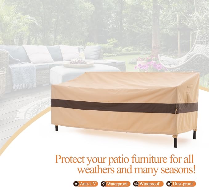 WJ-X3 Outdoor Loveseat Cover for 2-Seater Sofa, Waterproof & Heavy-Duty - Image 8