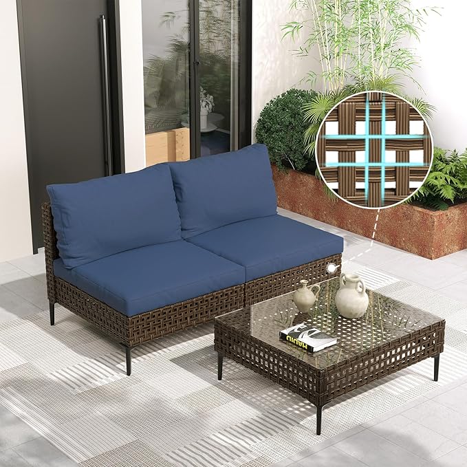Grand patio 3-Piece Wicker Patio Furniture Set, Retro Outdoor Sectional Sofa by GrandPatio