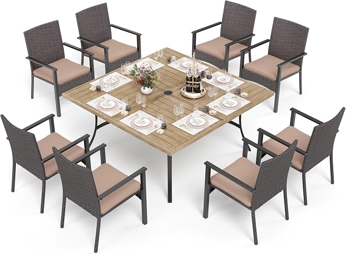 PHI VILLA 9 Pieces Patio Dining Set by PHIVILLAThepioneerofcomfortablehouseholdsupplies