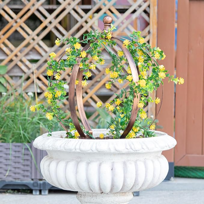 12.6x17.5 Inch Bronze Metal Garden Trellis Obelisk – Versatile Support - Image 4