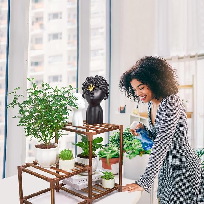 XXXFLOWER Plant Stand Indoor Outdoor 3 Tiers Wood Plant Shelf - Image 4