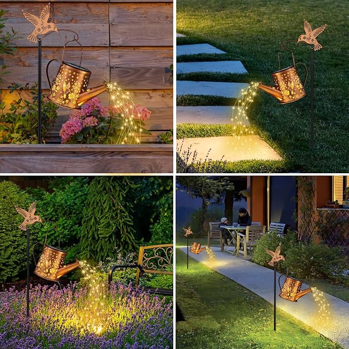 Outdoor Hanging Solar Lantern Waterproof Set Outside Metal Openwork Hummingbird - Image 7