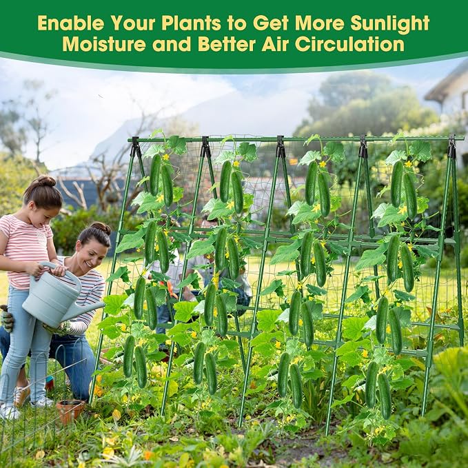 71" x 51" Cucumber Trellis for Raised Bed, A-Frame Garden Trellis for Climbing - Image 7
