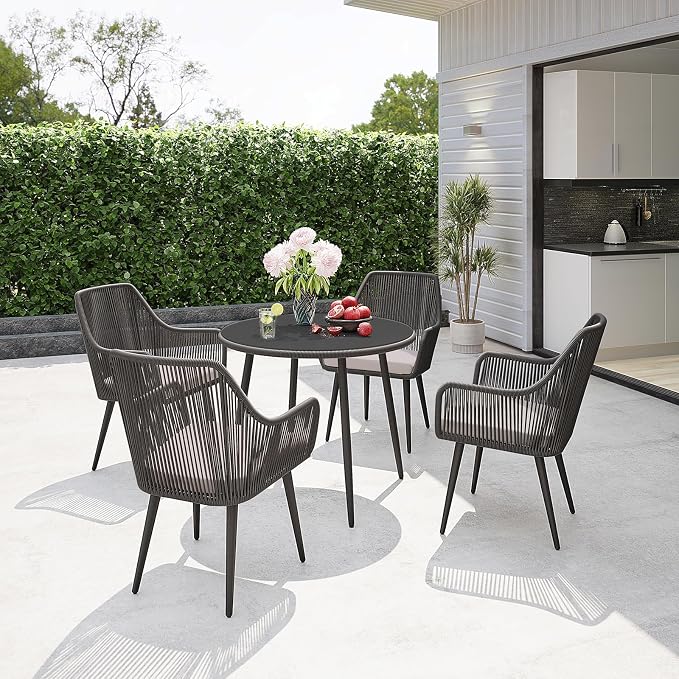Patiorama 5-Piece Patio Dining Set, Outdoor Dining Table Chair Set, All-Weather - Image 2