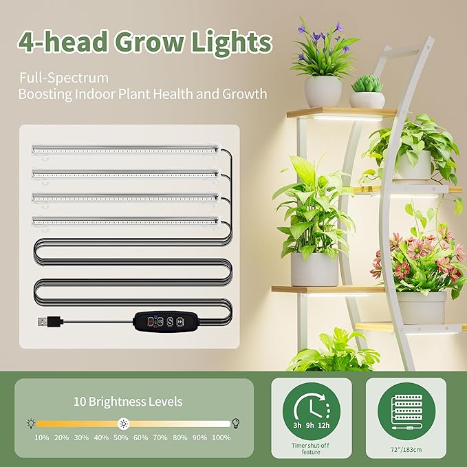 62" Plant Stand Indoor with Grow Lights - Image 6