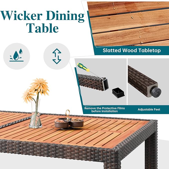 Shintenchi 7 Piece Patio Dining Set, Wicker Patio Conversation Set - Image 4
