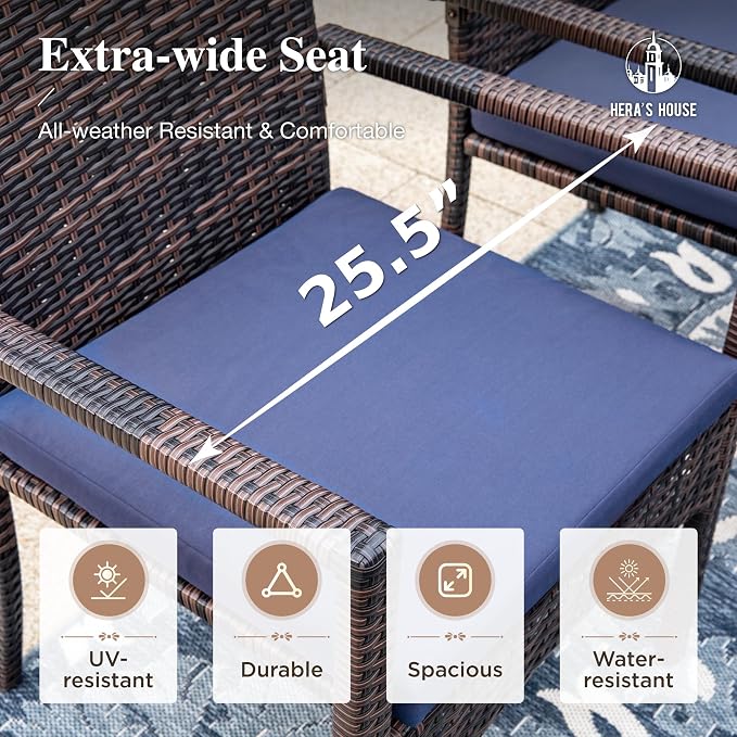HERA'S HOUSE Patio Table and Chairs Set 7-Piece, Outdoor Dining Furniture Set - Image 5