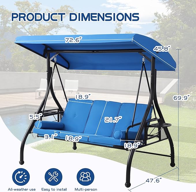 3 Seat Outdoor Porch Swings - Image 4