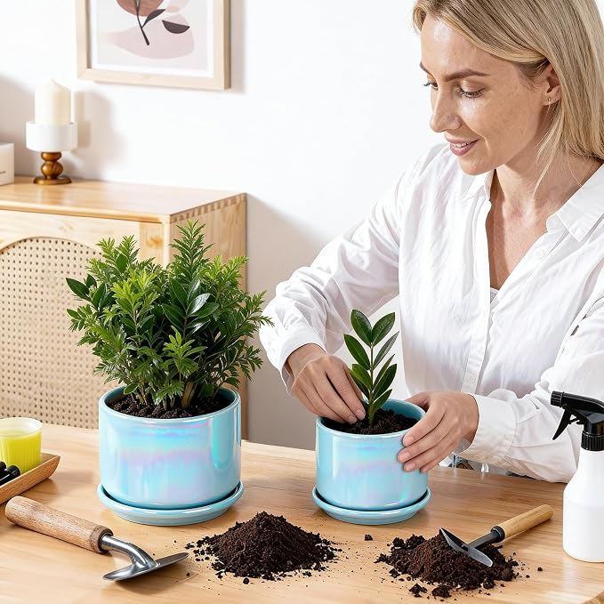 EFISPSS Ceramic Planter 4+5+6 Inch Ceramic Flower pots - Image 7