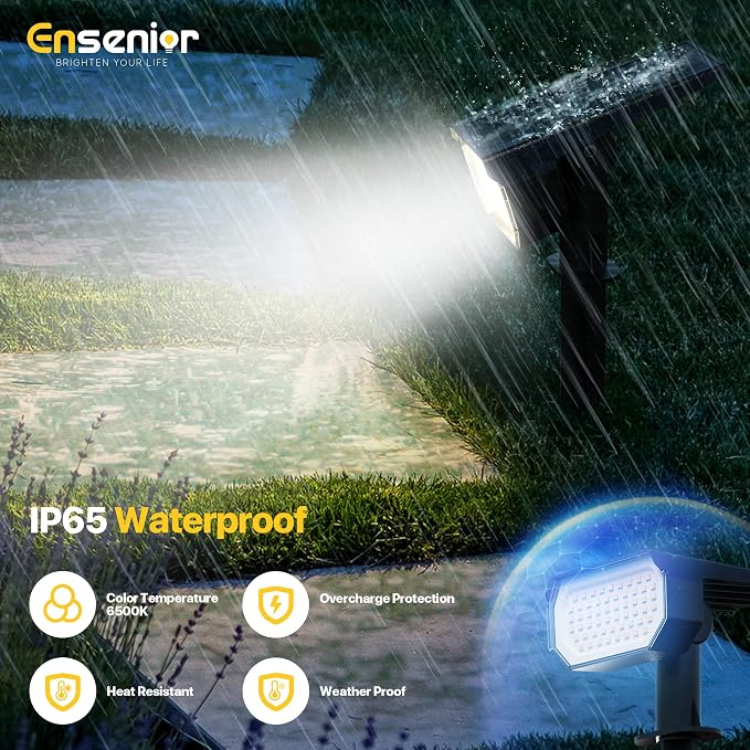 Ensenior Solar Spotlights Outdoor, 56 LEDs Brightness Adjustable 6500K LED - Image 4