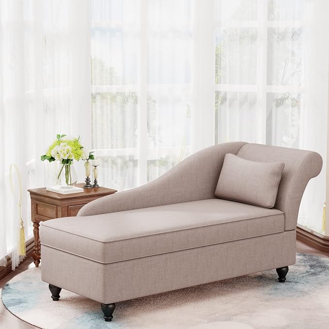 Yongqiang Indoor Storage Chaise Lounge Upholstered Fabric Lounge Chair Living by lightupyourlife