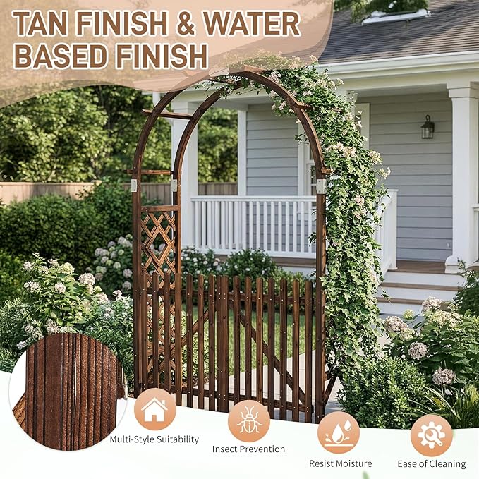 VINGLI Wooden Garden Arbor, Heavy Duty Outdoor Frame Trellis - Image 2