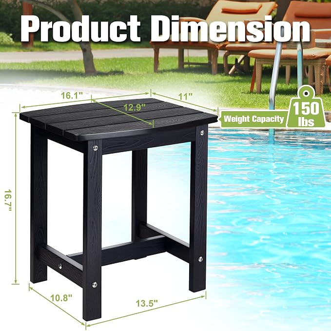 Y&M Outdoor Side Table, HIPS Adirondack Small Single Table, Waterproof Square - Image 3