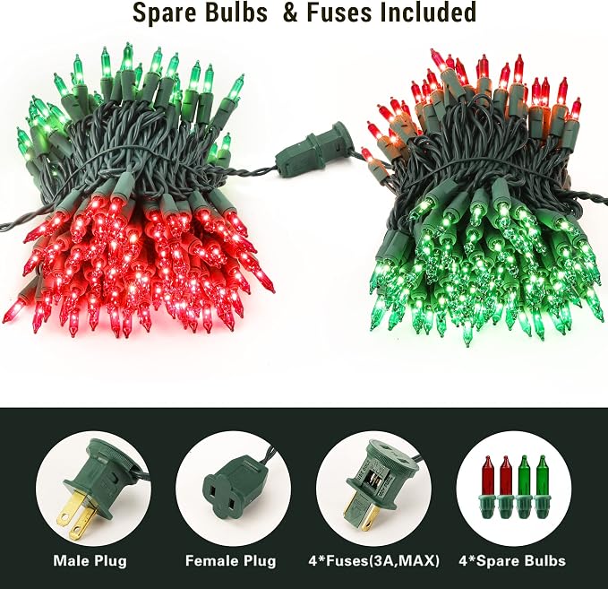 BrizLabs Red & Green Christmas Lights, UL Certified Incandescent Christmas - Image 2