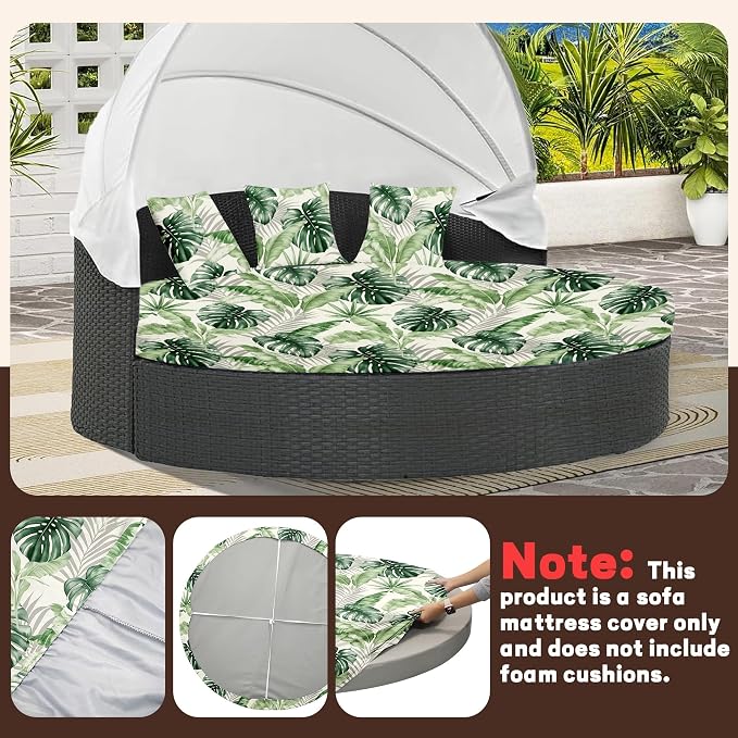 Round Cushion Covers with Attached Pillowcase, Elastic Fabric, 66 inch Diameter - Image 6