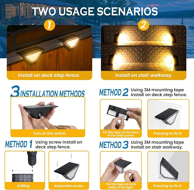 SOLPEX Solar Step Lights for Outside, 24 LEDs Solar Stair Lights Outdoor - Image 7