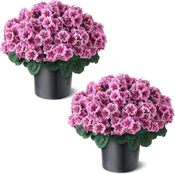 2 Pack Artificial Geranium Flowers Topitary Trees by GLIDLION