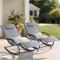 Outdoor Lounge Chair with Pillow, Pool Chaise Lounge Chair Set of 2 by MansionHome