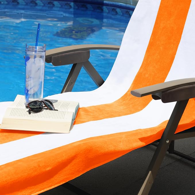 Superior Cabana Cotton Lounge Chair Cover, Outdoor Towel/Chaise Furniture Covers - Image 8