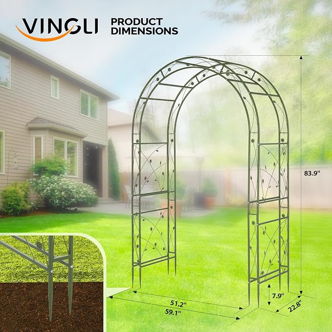 VINGLI Garden Arbor, Arch for Wedding Ceremony Party, Christmas Garden Decor - Image 7