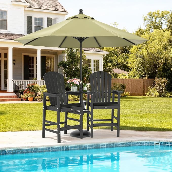 VINGLI Tall Adirondack Chairs Set of 2, All Weather HDPE Bar Height Adirondack - Image 3