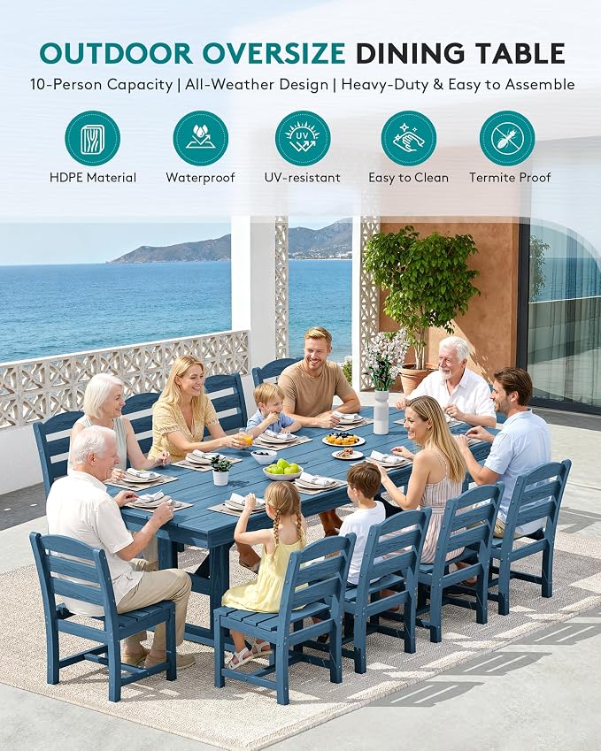 SERWALL Outdoor Dining Chairs Set of 4, All-Weather HDPE Patio Chair - Image 6