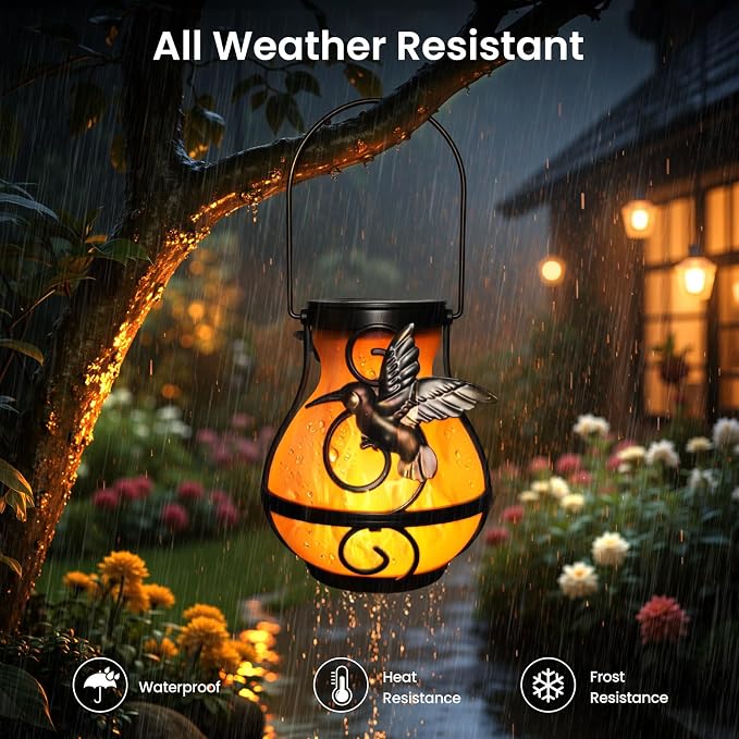 X-PREK 2 Pack Solar Lanterns Outdoor Waterproof Hummingbird Hanging Solar - Image 3