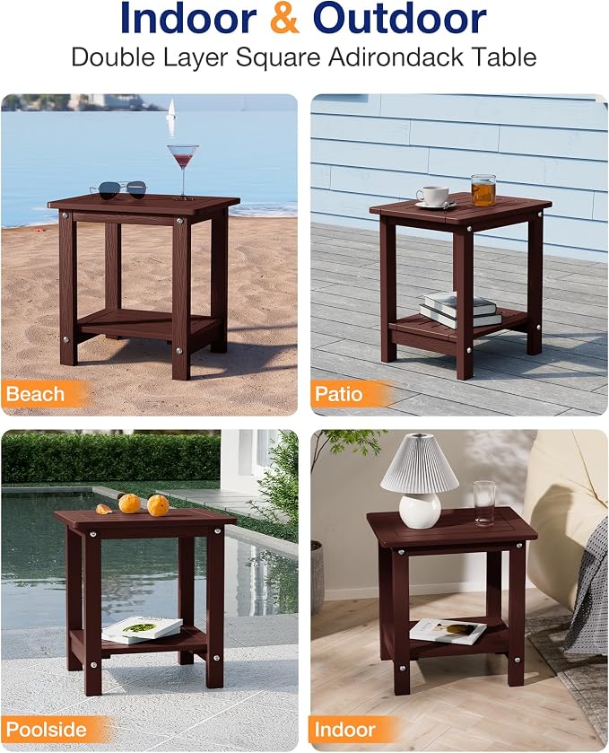 YEFU Outdoor Side Table for Patio: 16" HIPS Weather - Image 7