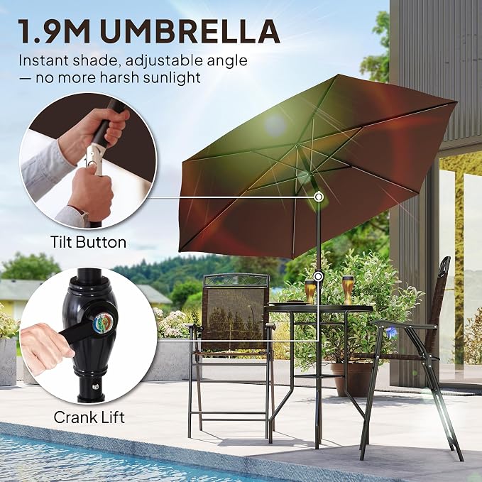 Outsunny 4 Piece Outdoor Bar Set - Image 3