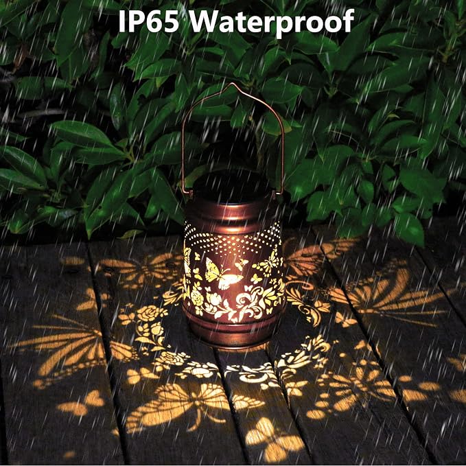 2 Pack Solar Butterfly Lanterns Outdoor Hanging Decor Lantern, Waterproof - Image 6