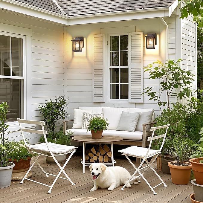 Outdoor Wall Lantern, Exterior Waterproof Wall Sconce Light Fixture, Oil Rubbed - Image 4