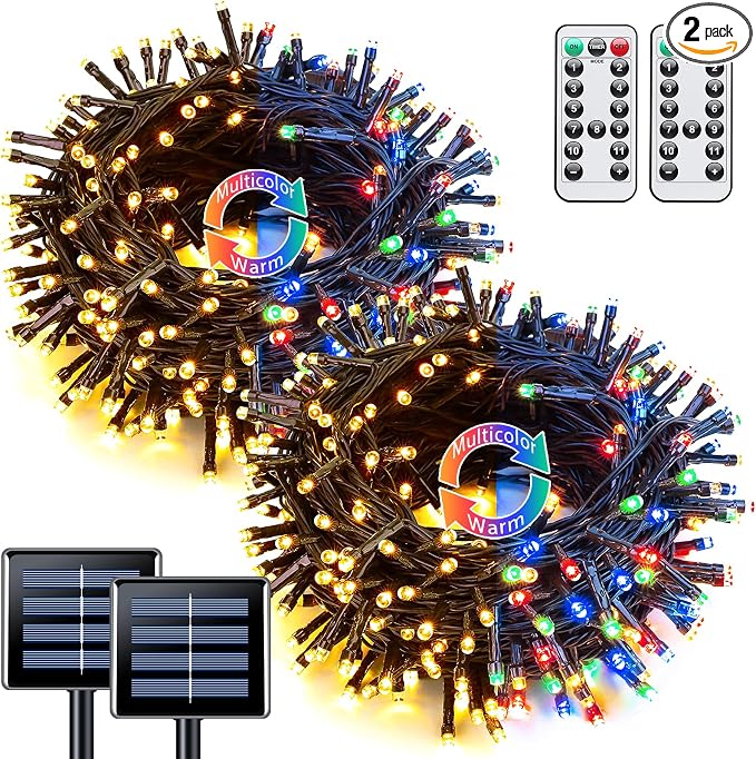 JMEXSUSS 2 Pack Solar String Lights Outdoor Waterproof, Total 66 FT 200 LED by JMEXSUSS