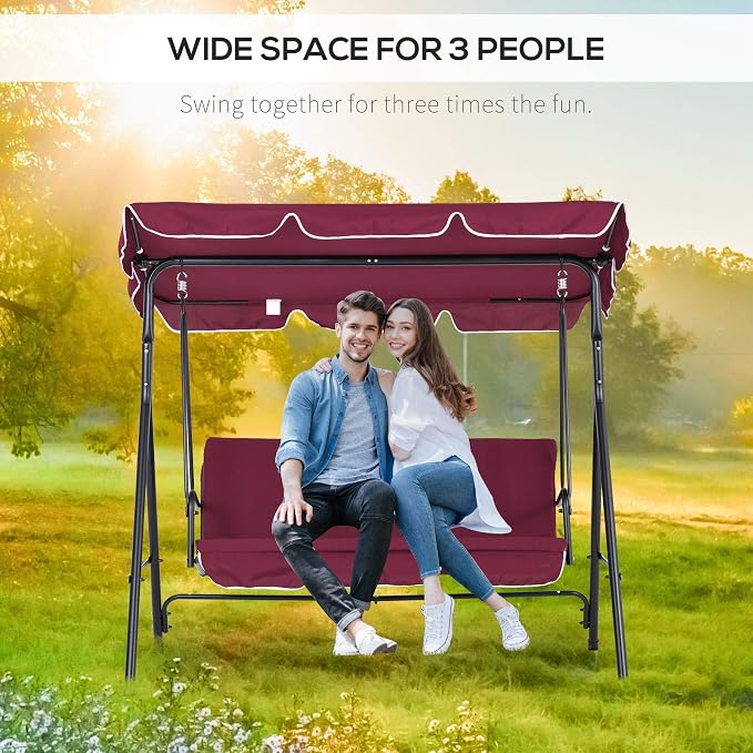 Outsunny 3-Seat Outdoor Patio Swing Chair - Image 5