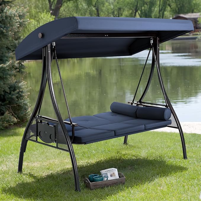 HOMREST 3 Person Outdoor Porch Swing - Image 7